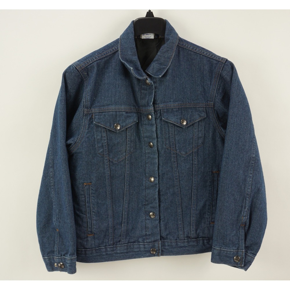 Vintage NRA USA Denim Trucker Jacket Women's Medium Men's Small Blue Snap Front